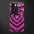 y2k burgundy hearts aesthetic back phone cover | glass case for vivo v27 pro 5g