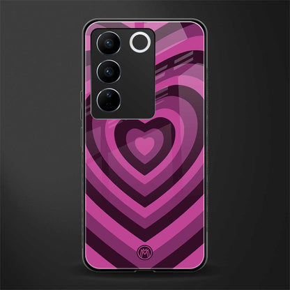 y2k burgundy hearts aesthetic back phone cover | glass case for vivo v27 pro 5g