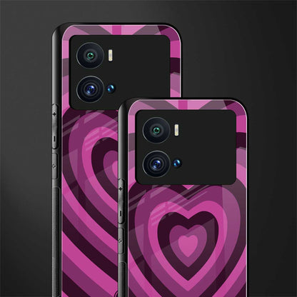 y2k burgundy hearts aesthetic back phone cover | glass case for iQOO 9 Pro