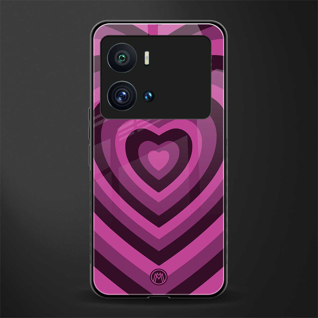 y2k burgundy hearts aesthetic back phone cover | glass case for iQOO 9 Pro