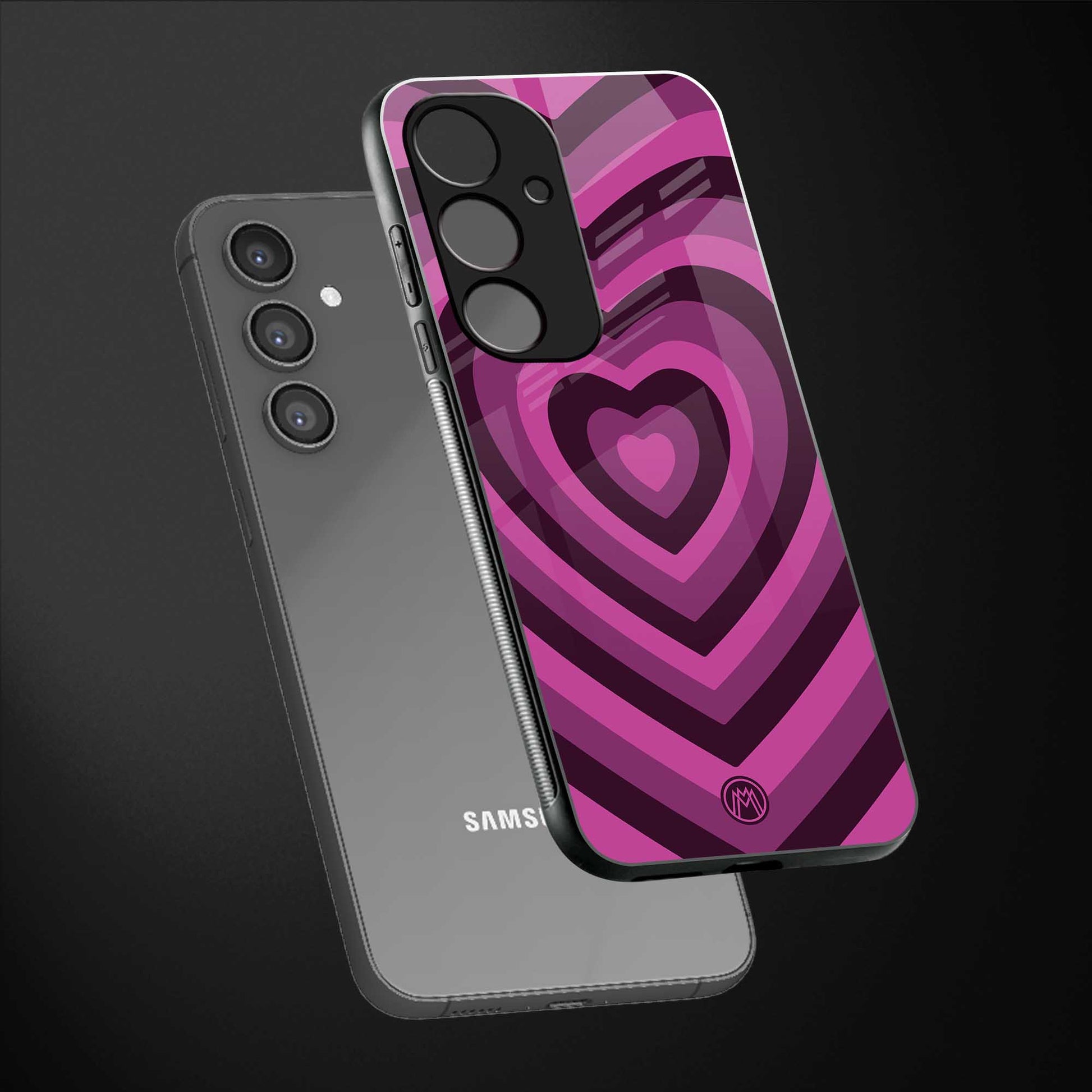 y2k burgundy hearts aesthetic back phone cover | glass case for samsung galaxy s23 fe 5g