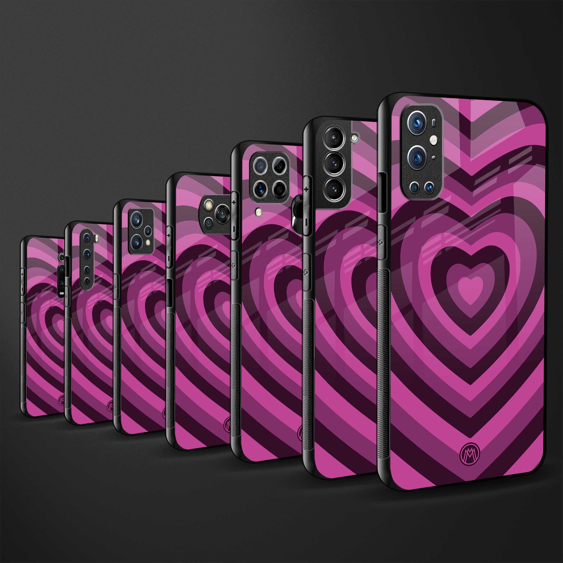 y2k burgundy hearts aesthetic glass case for vivo y17 image-3