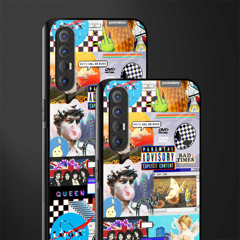 y2k collage aesthetic glass case for oppo reno 3 pro image-2