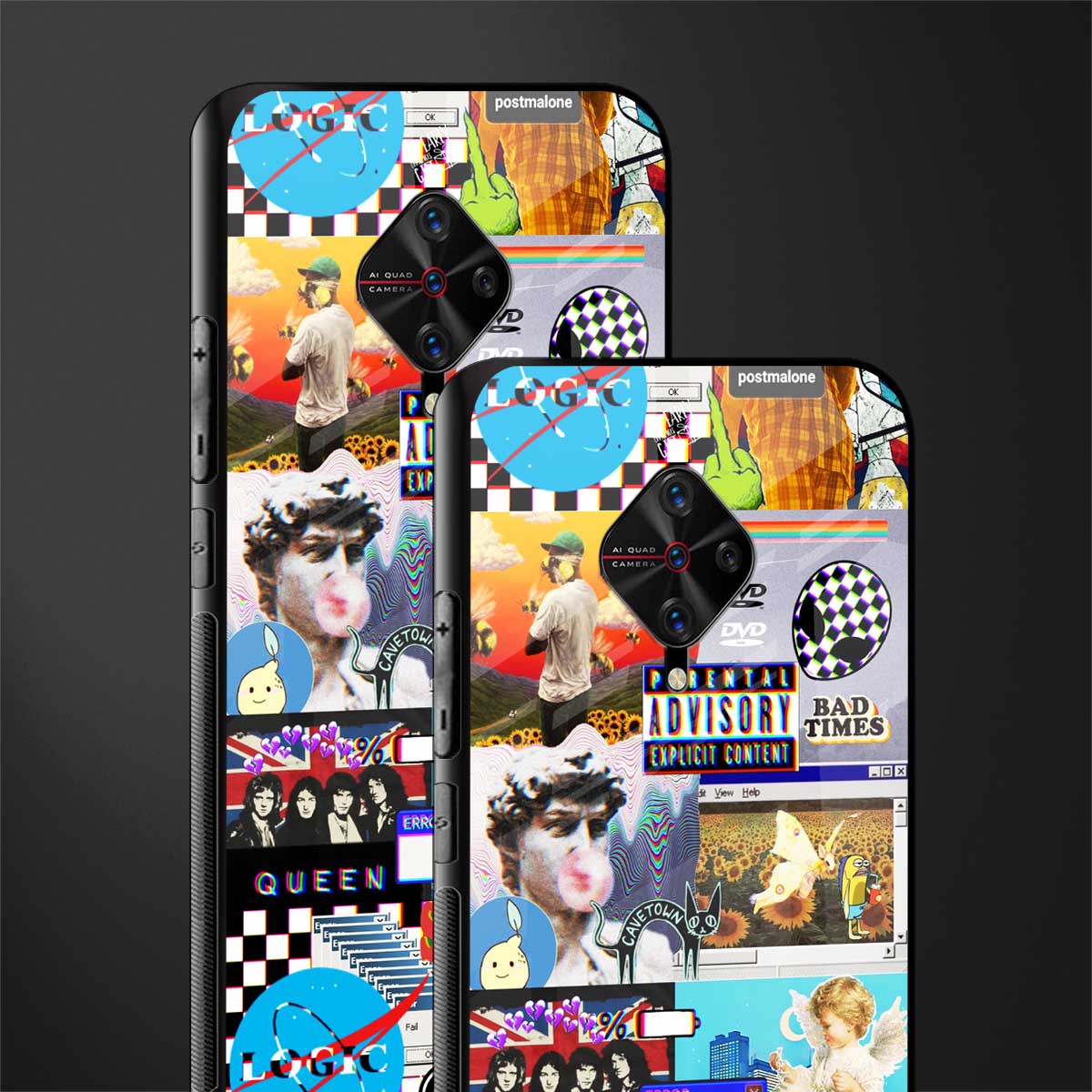 y2k collage aesthetic glass case for vivo s1 pro image-2