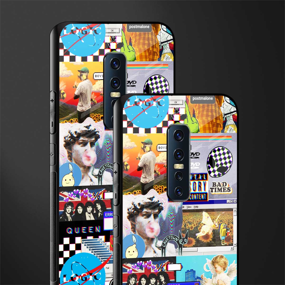 y2k collage aesthetic glass case for vivo v17 pro image-2