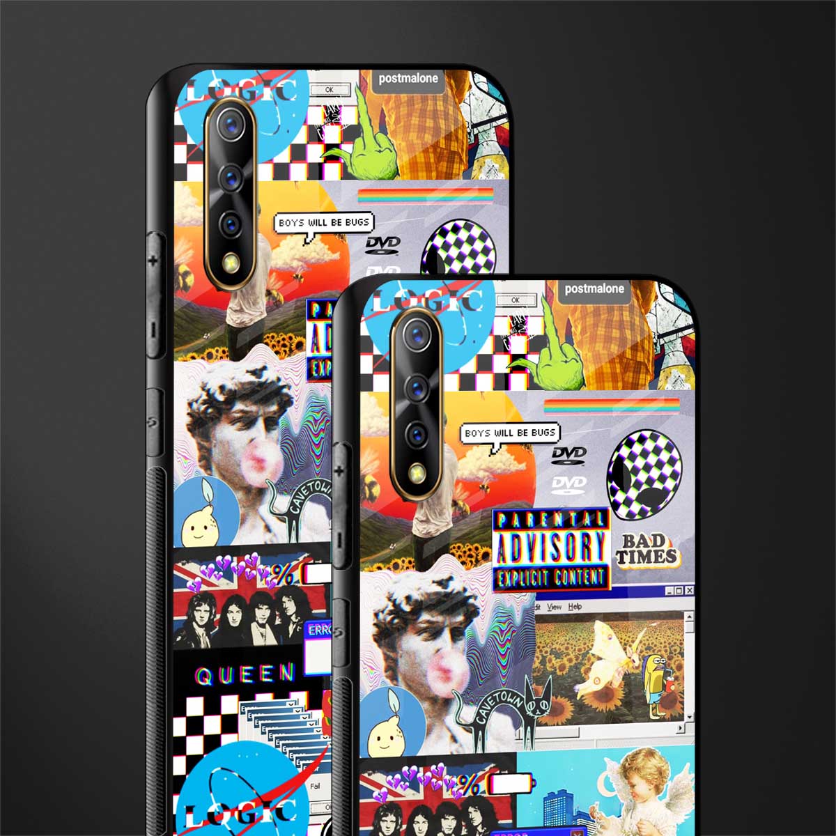 y2k collage aesthetic glass case for vivo s1 image-2