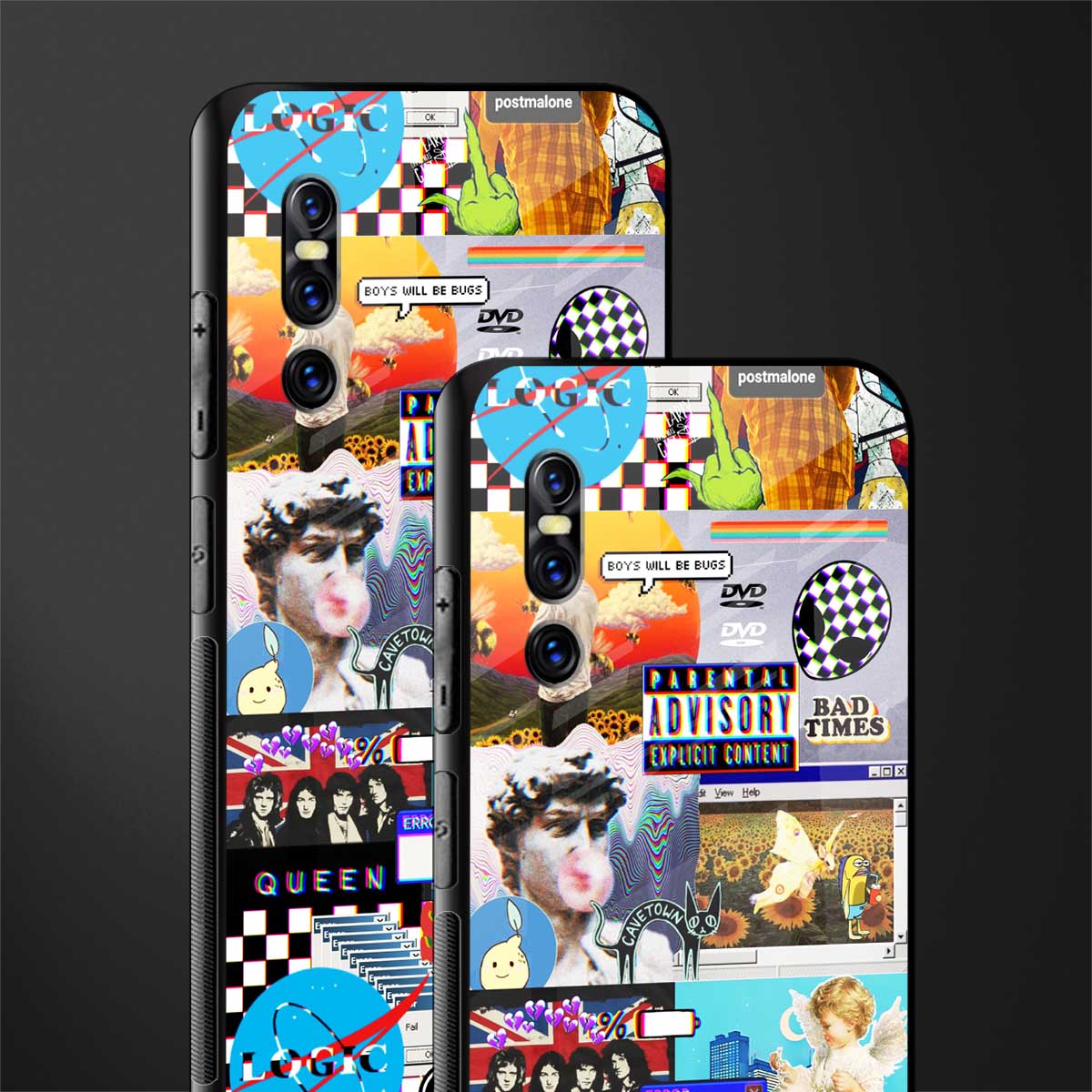 y2k collage aesthetic glass case for vivo v15 pro image-2