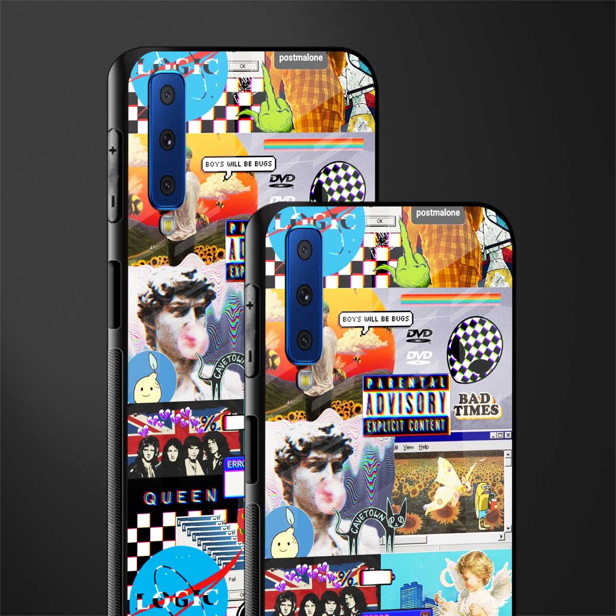 y2k collage aesthetic glass case for samsung galaxy a7 2018 image-2
