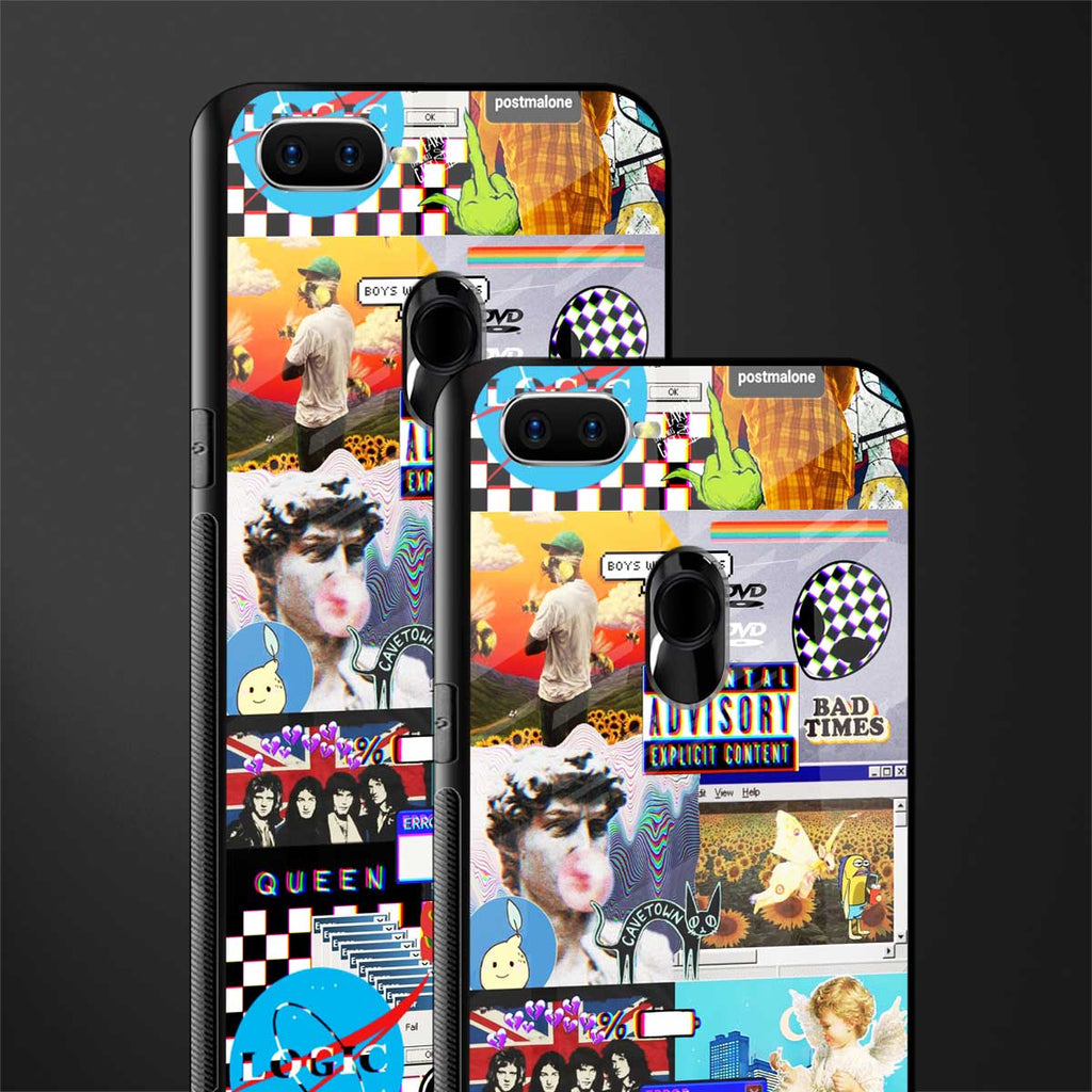 y2k collage aesthetic glass case for oppo a7 image-2