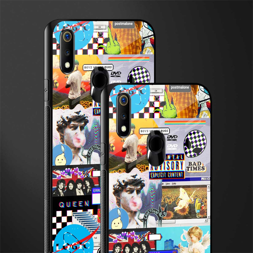 y2k collage aesthetic glass case for realme 3 pro image-2