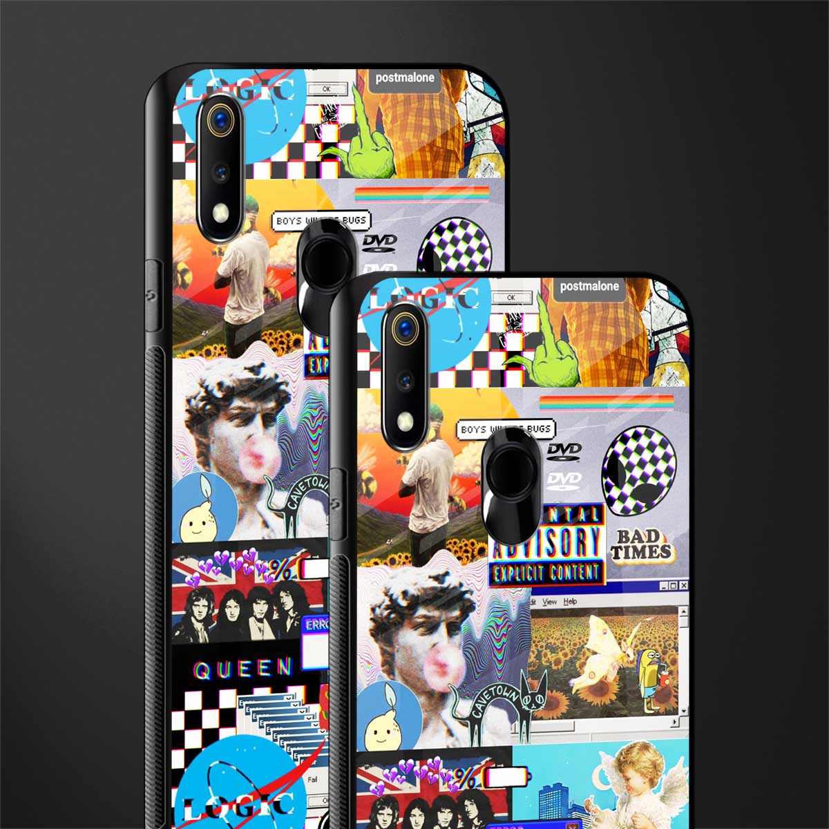 y2k collage aesthetic glass case for realme 3 pro image-2