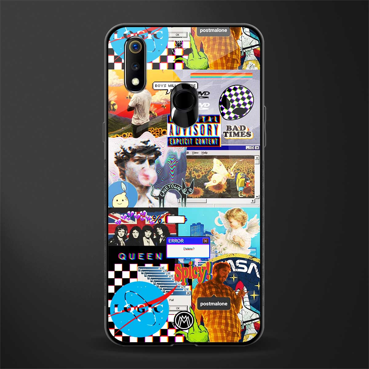 y2k collage aesthetic glass case for realme 3 pro image