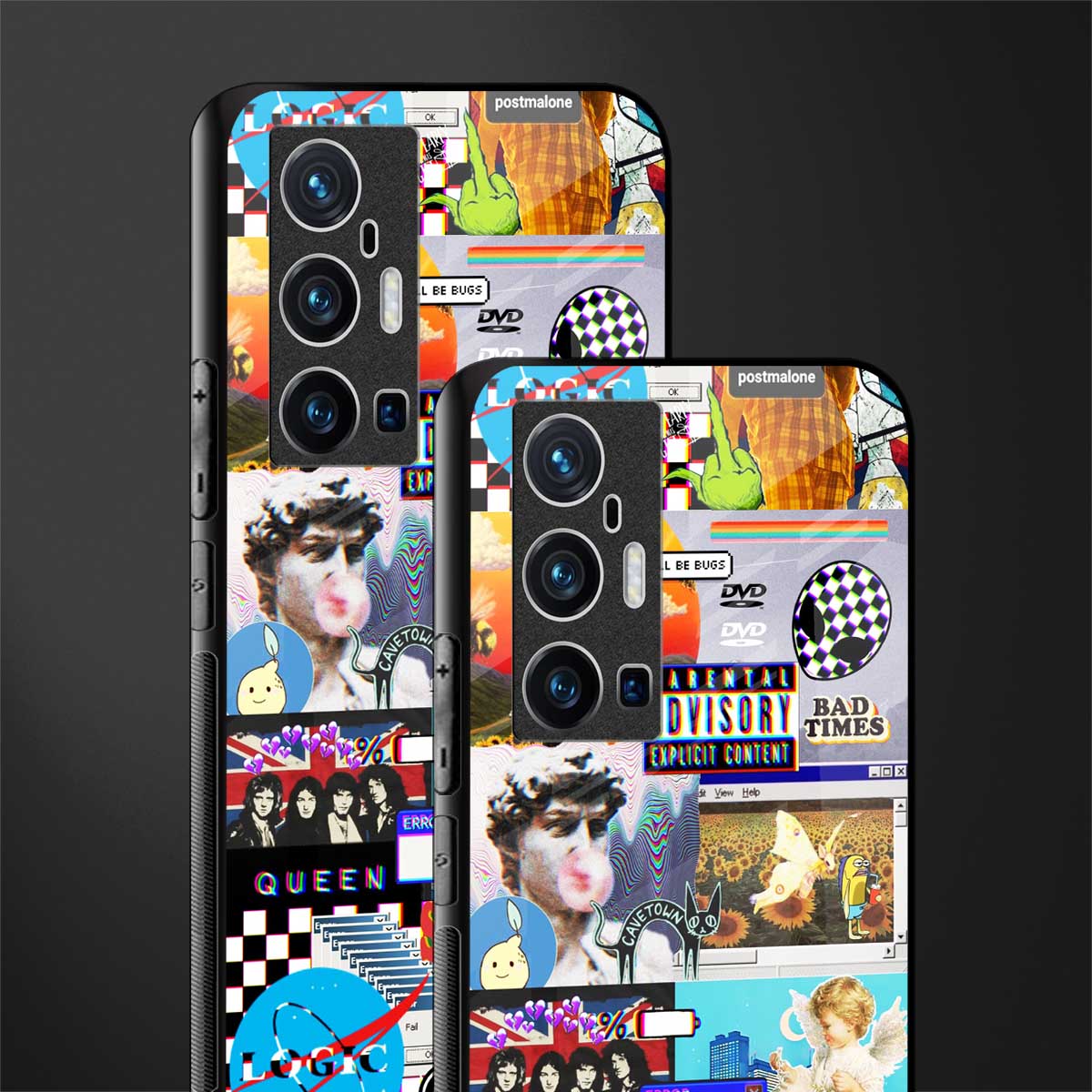 y2k collage aesthetic glass case for vivo x70 pro plus image-2