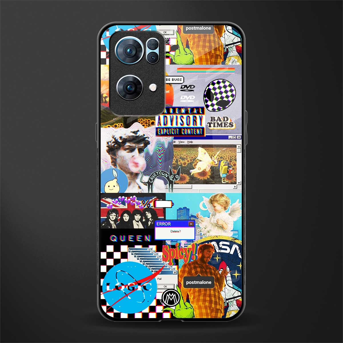 y2k collage aesthetic glass case for oppo reno7 pro 5g image