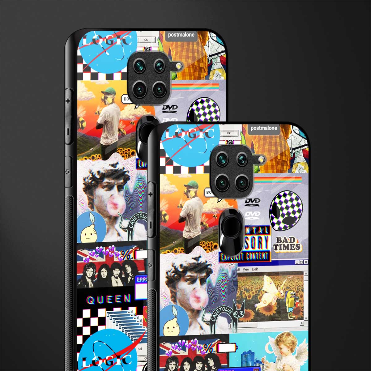 y2k collage aesthetic glass case for redmi note 9 image-2