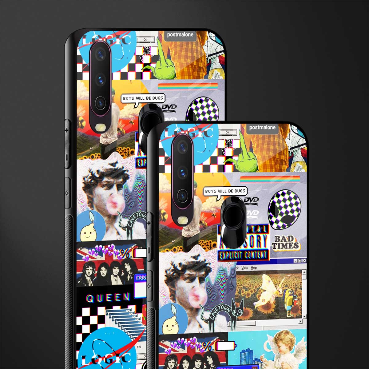 y2k collage aesthetic glass case for vivo y12 image-2