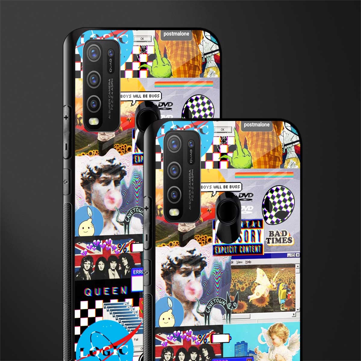 y2k collage aesthetic glass case for vivo y30 image-2