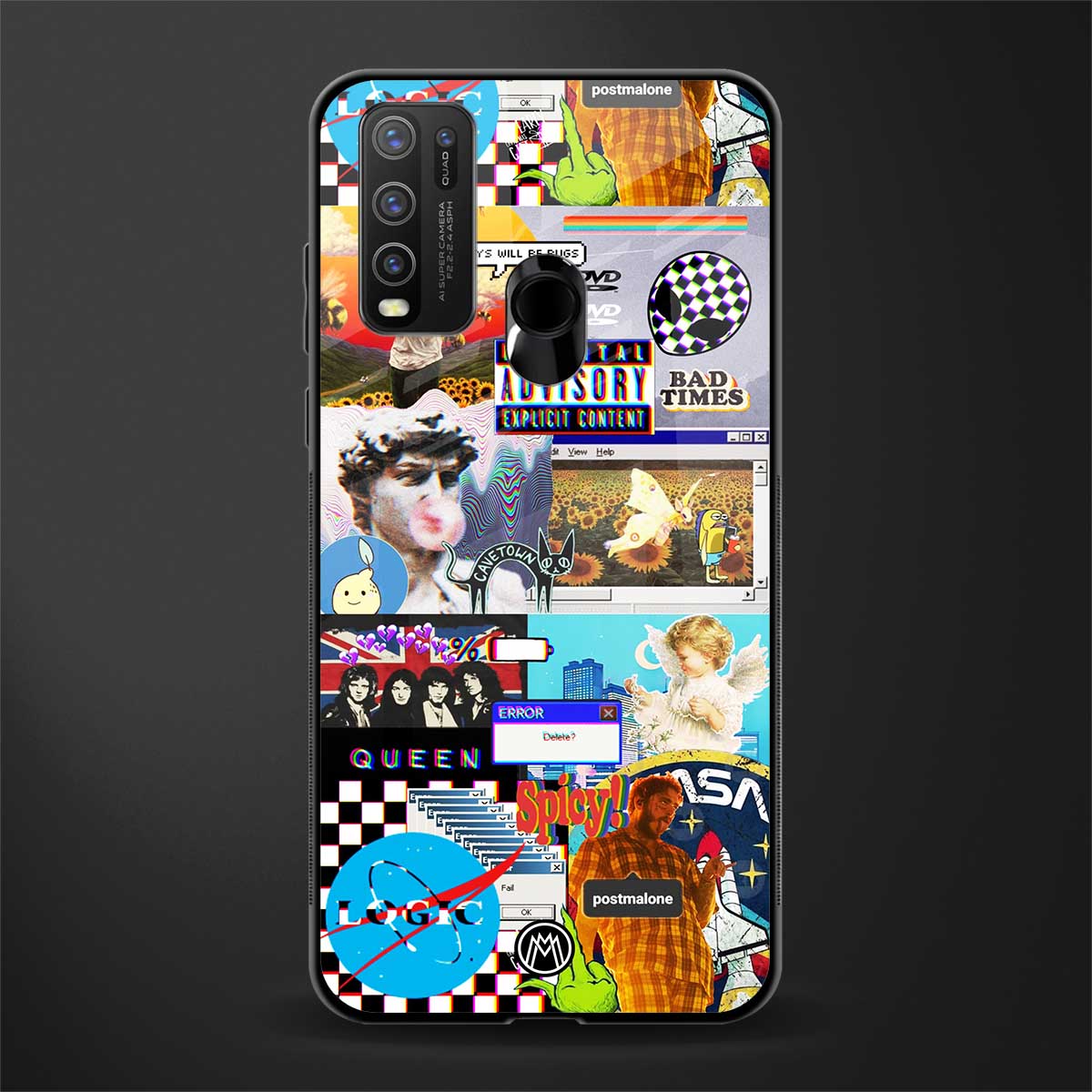 y2k collage aesthetic glass case for vivo y50 image