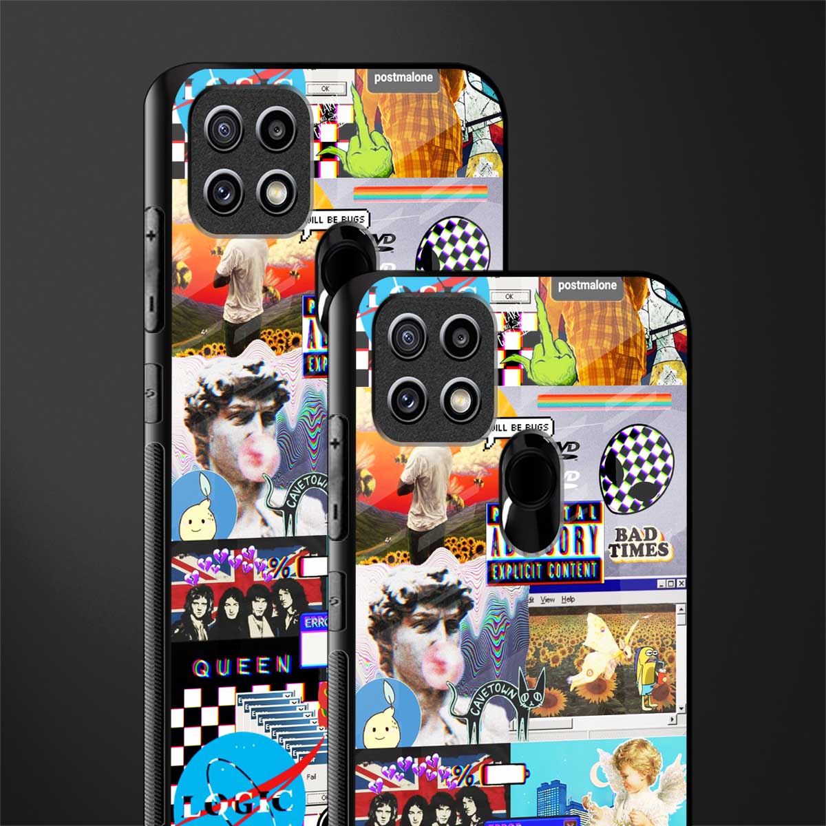 y2k collage aesthetic glass case for oppo a15s image-2