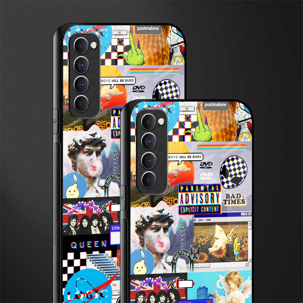 y2k collage aesthetic glass case for oppo reno 4 pro image-2