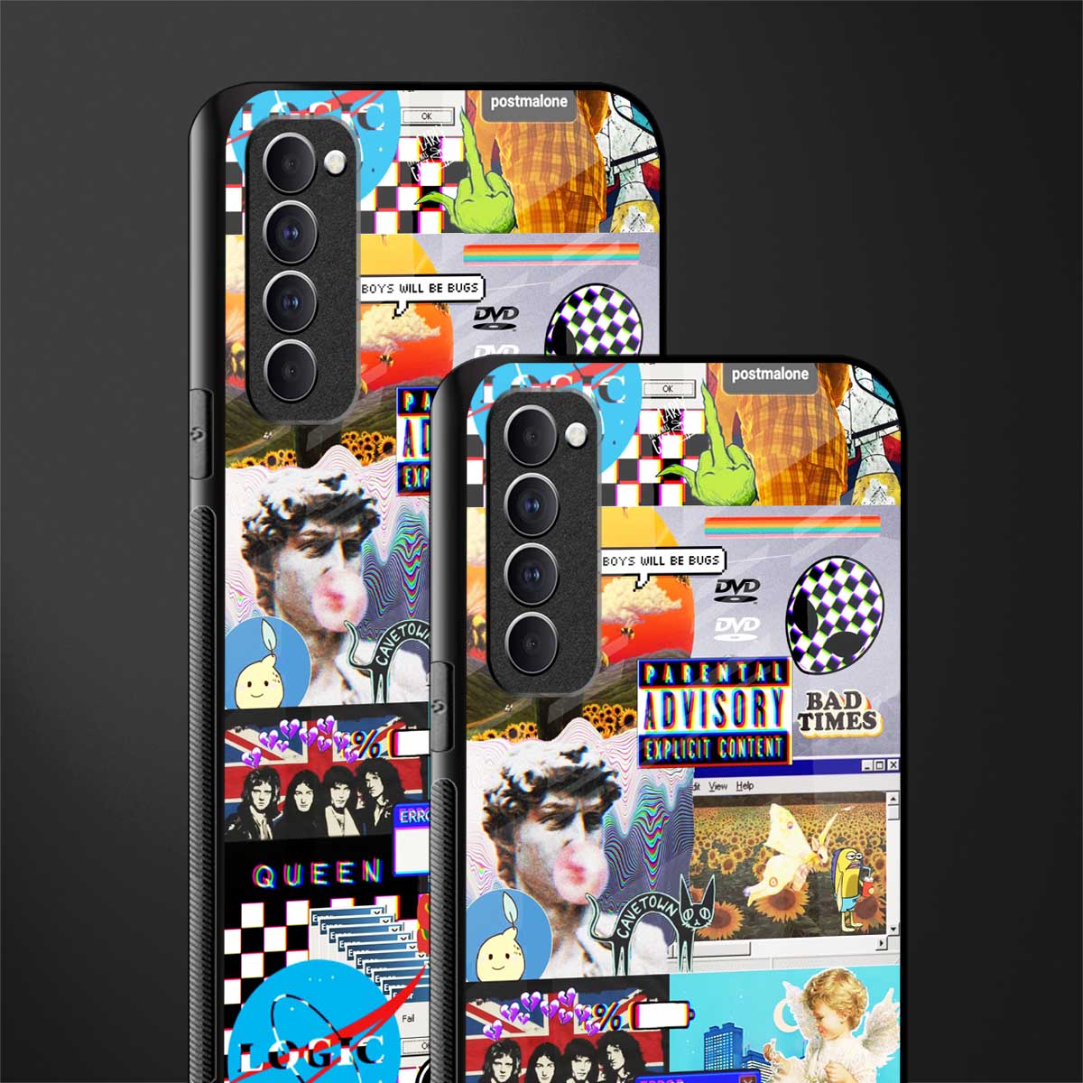 y2k collage aesthetic glass case for oppo reno 4 pro image-2