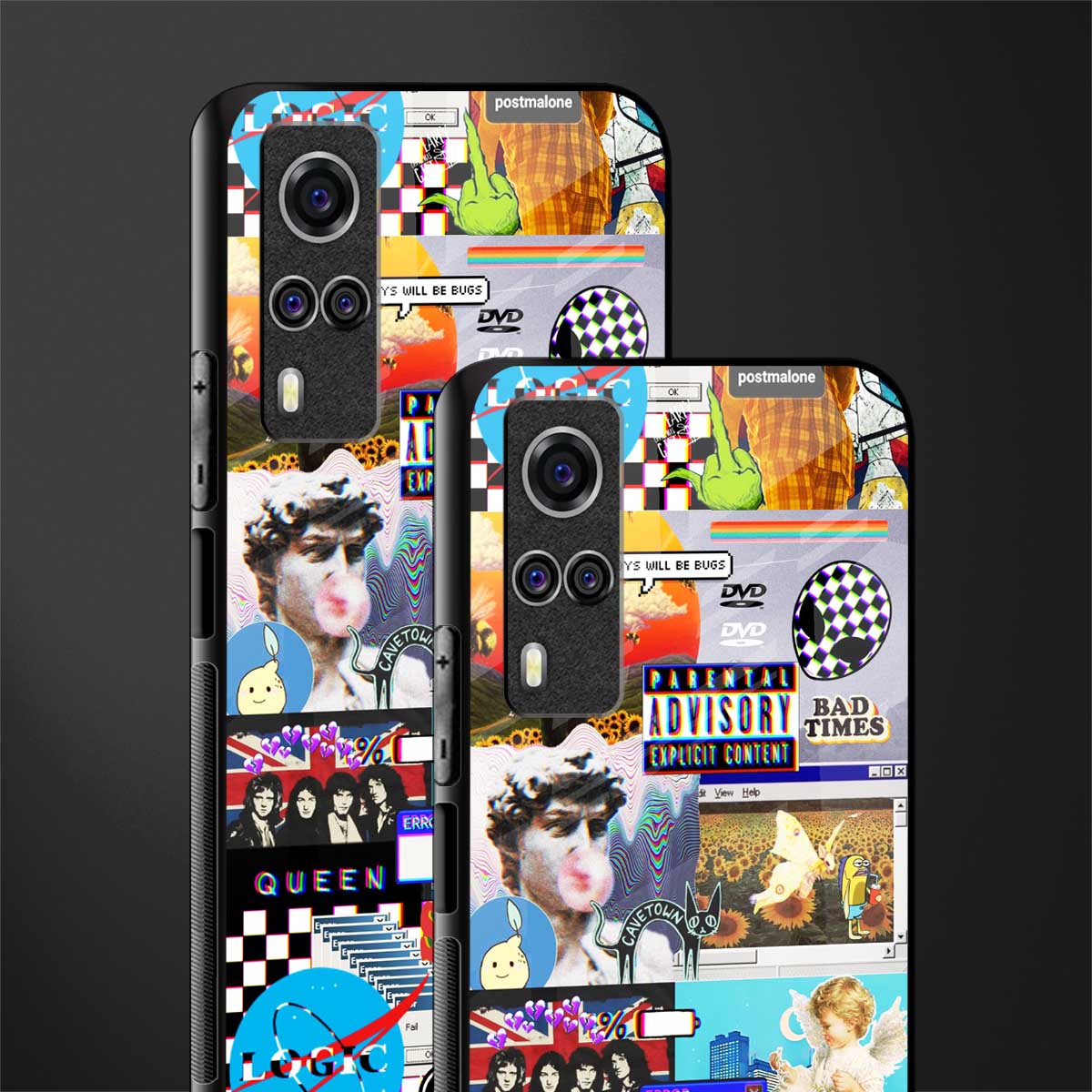 y2k collage aesthetic glass case for vivo y53s image-2