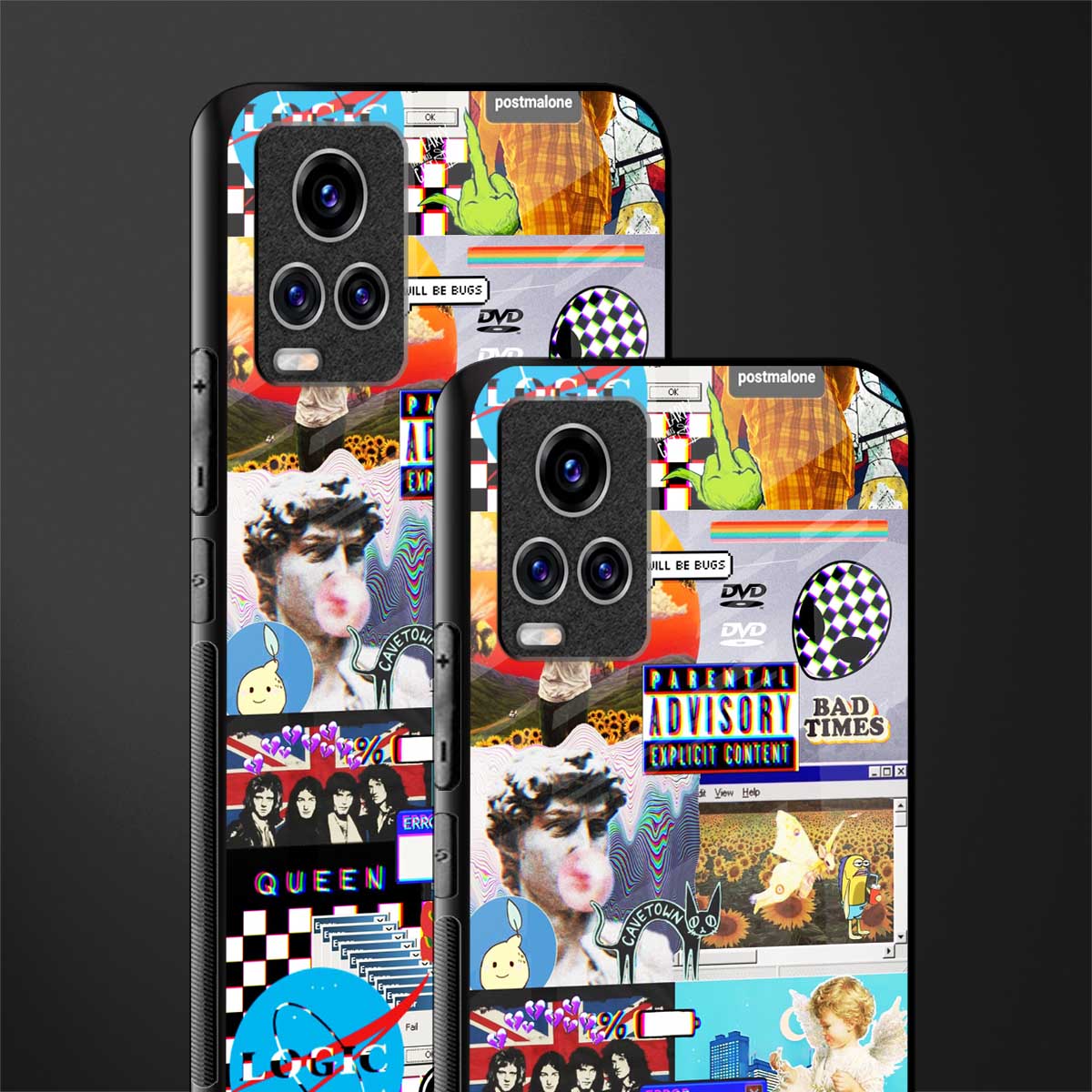 y2k collage aesthetic glass case for vivo v20 pro image-2