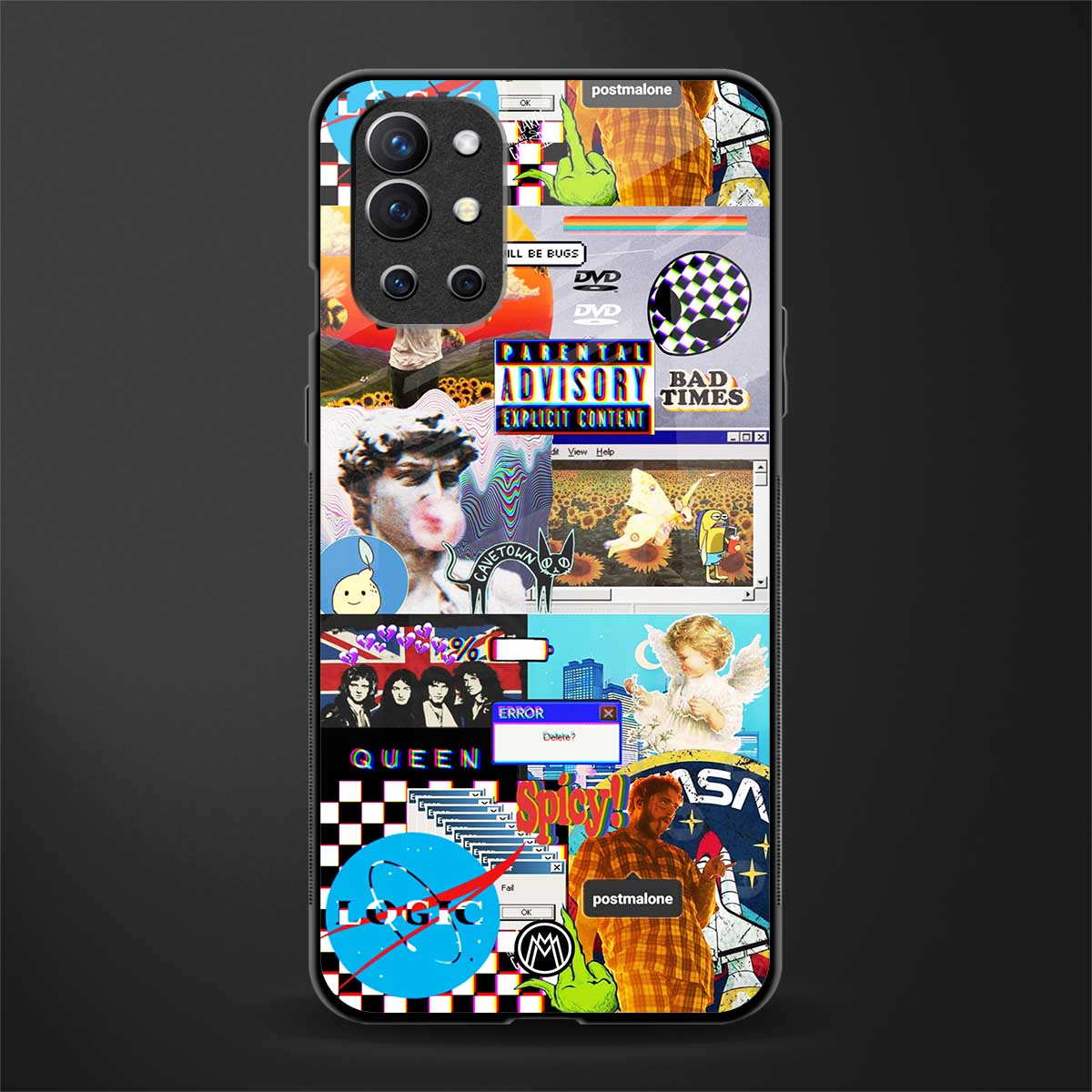 y2k collage aesthetic glass case for oneplus 9r image