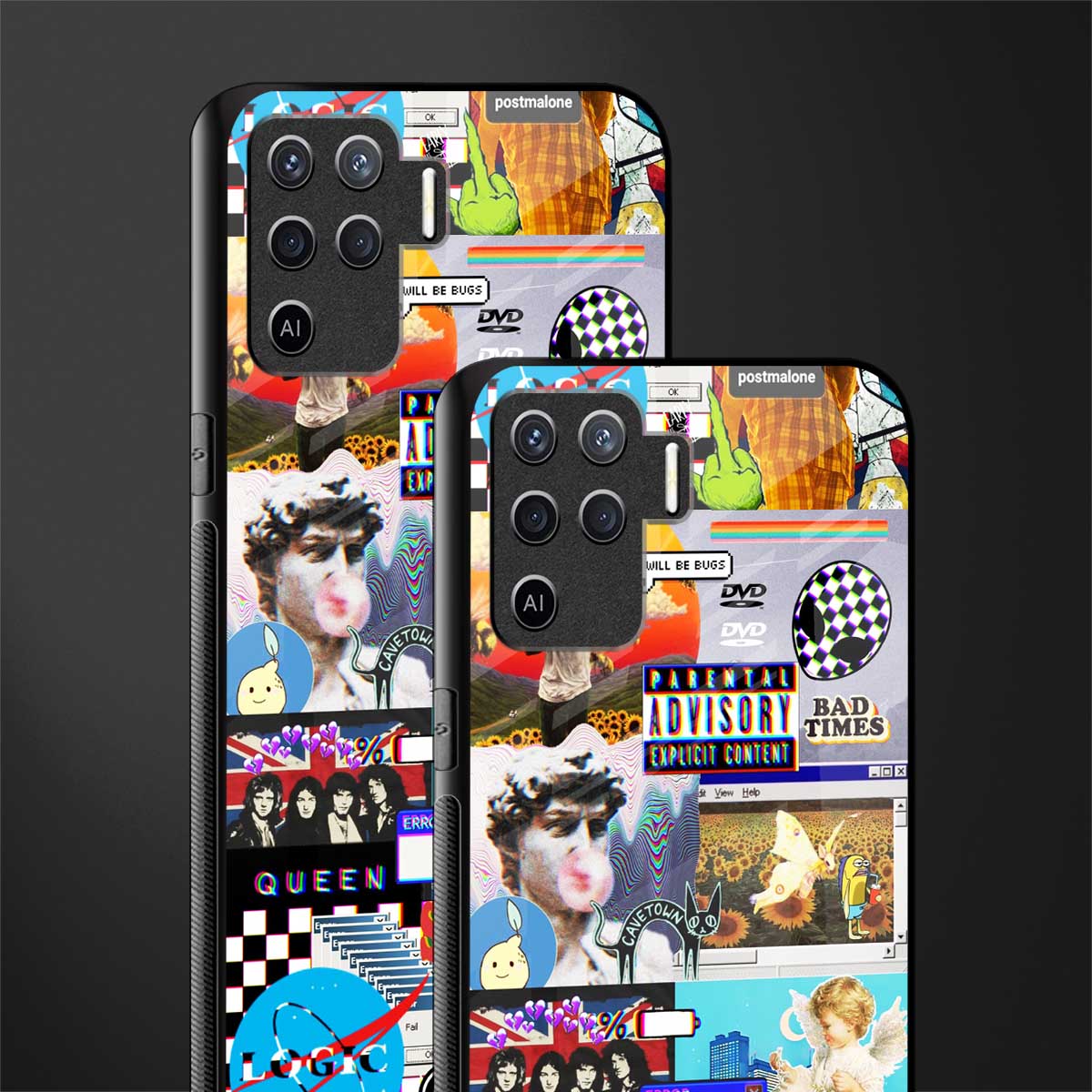 y2k collage aesthetic glass case for oppo f19 pro image-2