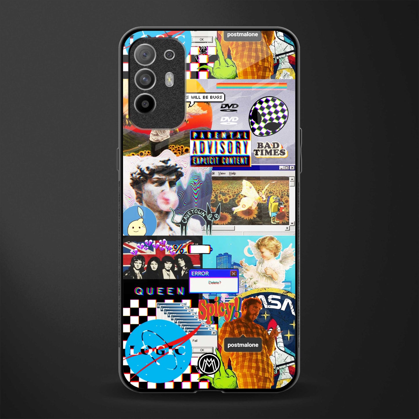 y2k collage aesthetic glass case for oppo f19 pro plus image