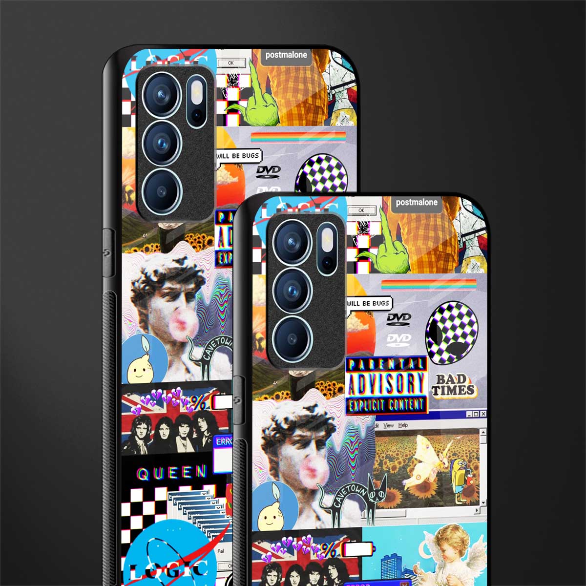 y2k collage aesthetic glass case for oppo reno6 pro 5g image-2