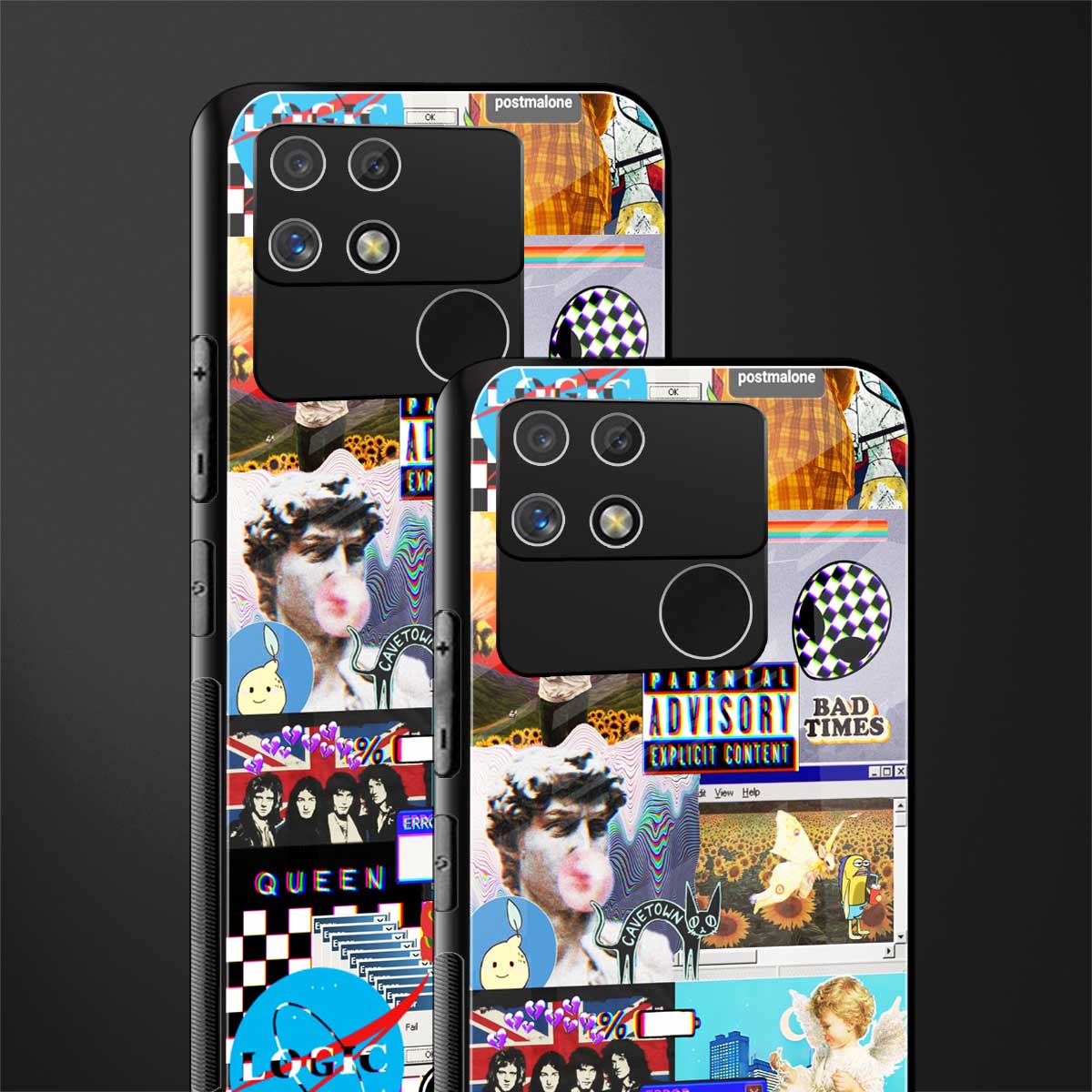 y2k collage aesthetic back phone cover | glass case for realme narzo 50a