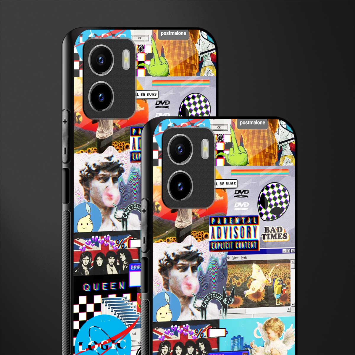y2k collage aesthetic glass case for vivo y15s image-2