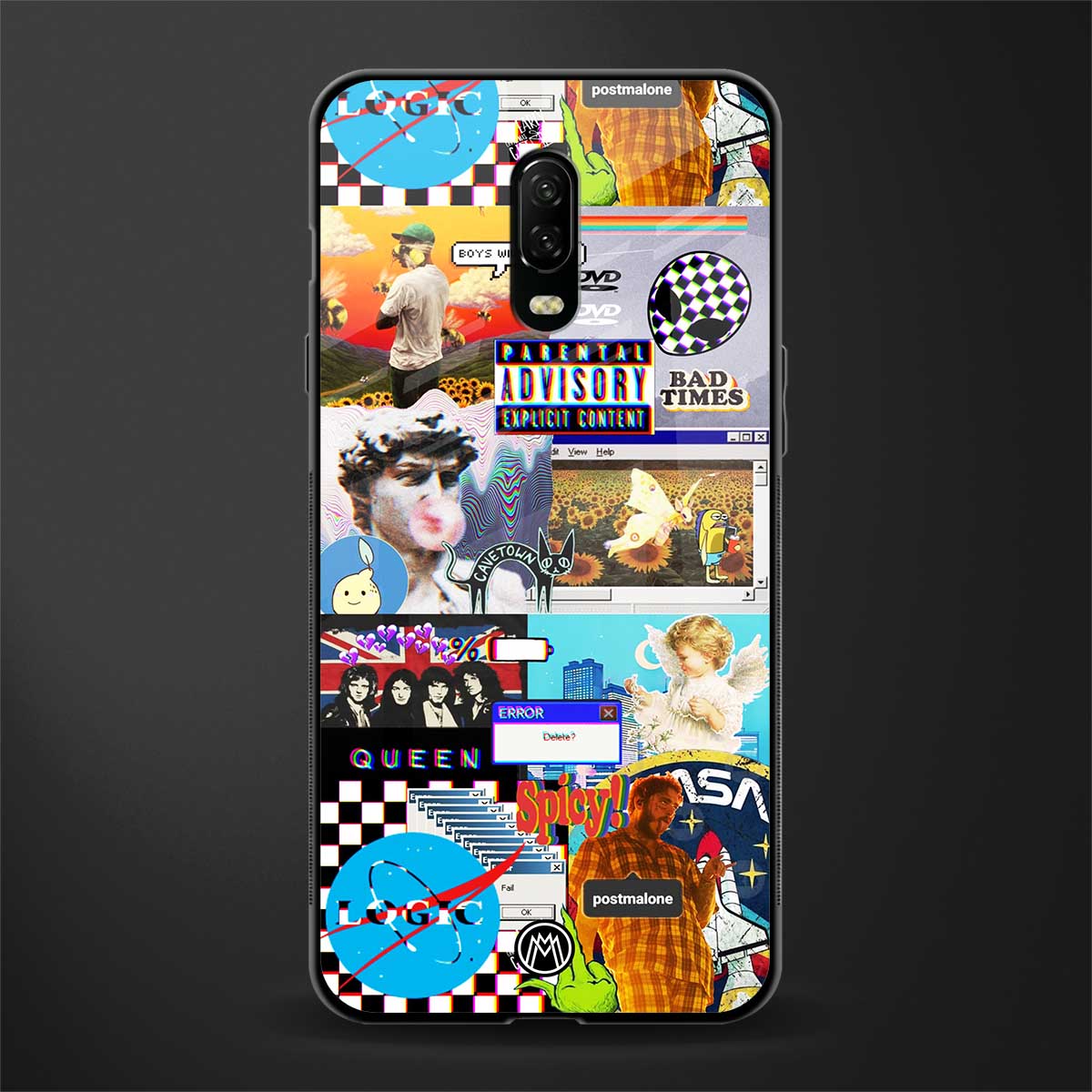 y2k collage aesthetic glass case for oneplus 6t image