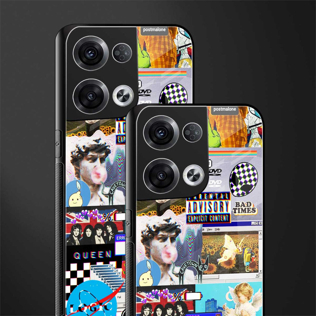 y2k collage aesthetic back phone cover | glass case for oppo reno 8 pro