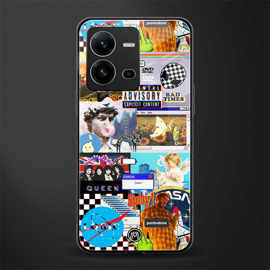 y2k collage aesthetic back phone cover | glass case for vivo v25-5g