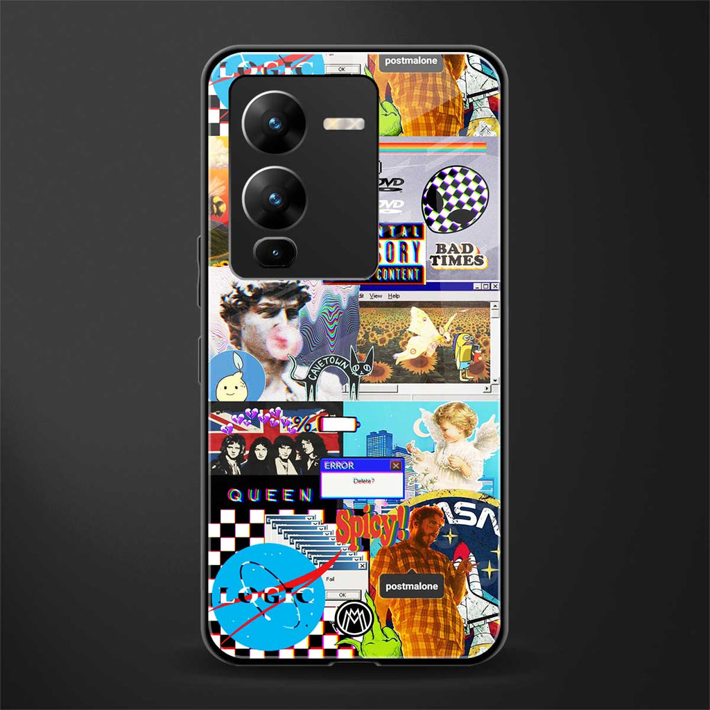 y2k collage aesthetic back phone cover | glass case for vivo v25 pro 5g