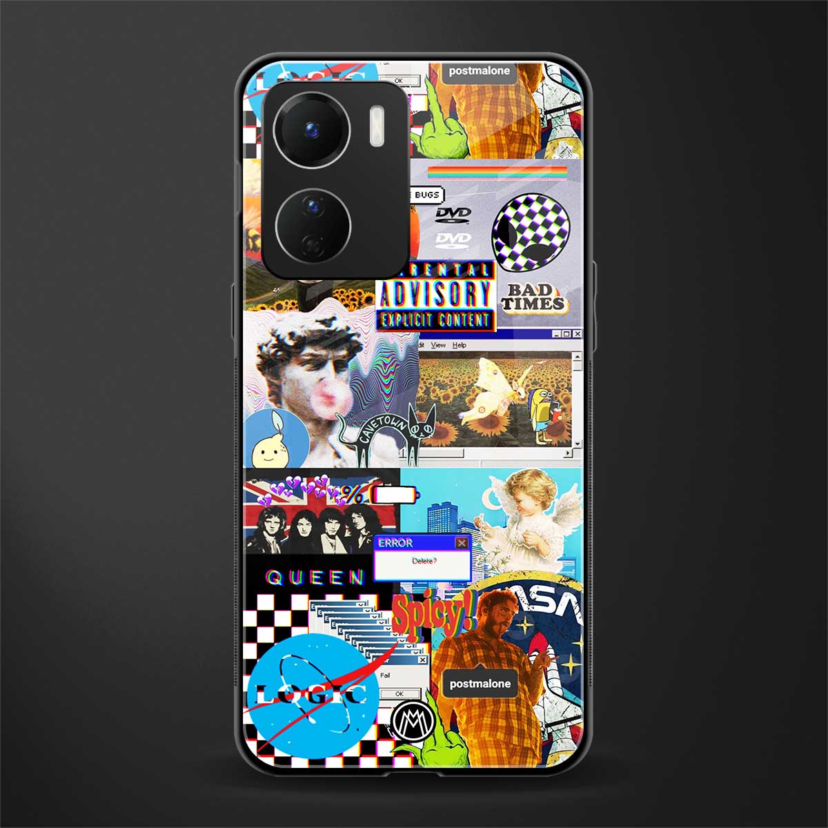 y2k collage aesthetic back phone cover | glass case for vivo y16