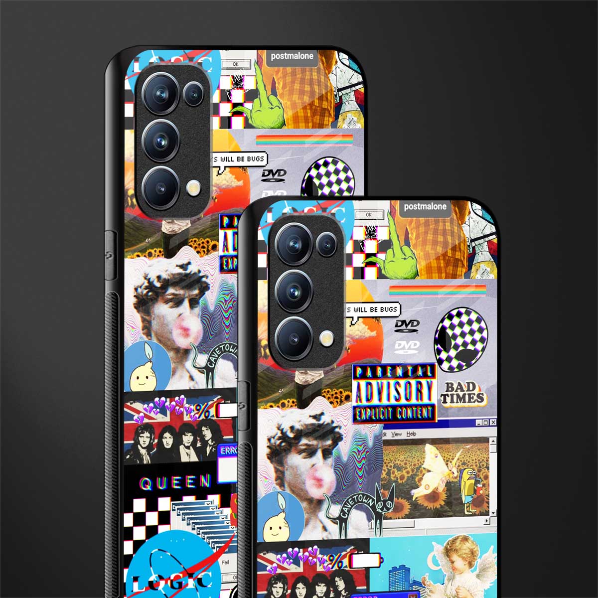 y2k collage aesthetic back phone cover | glass case for oppo reno 5