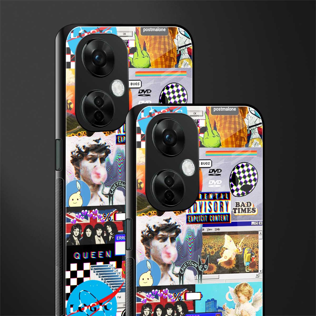 y2k collage aesthetic back phone cover | glass case for oneplus nord ce 3 lite