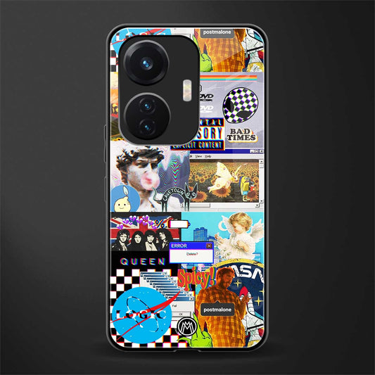 y2k collage aesthetic back phone cover | glass case for vivo t1 44w 4g