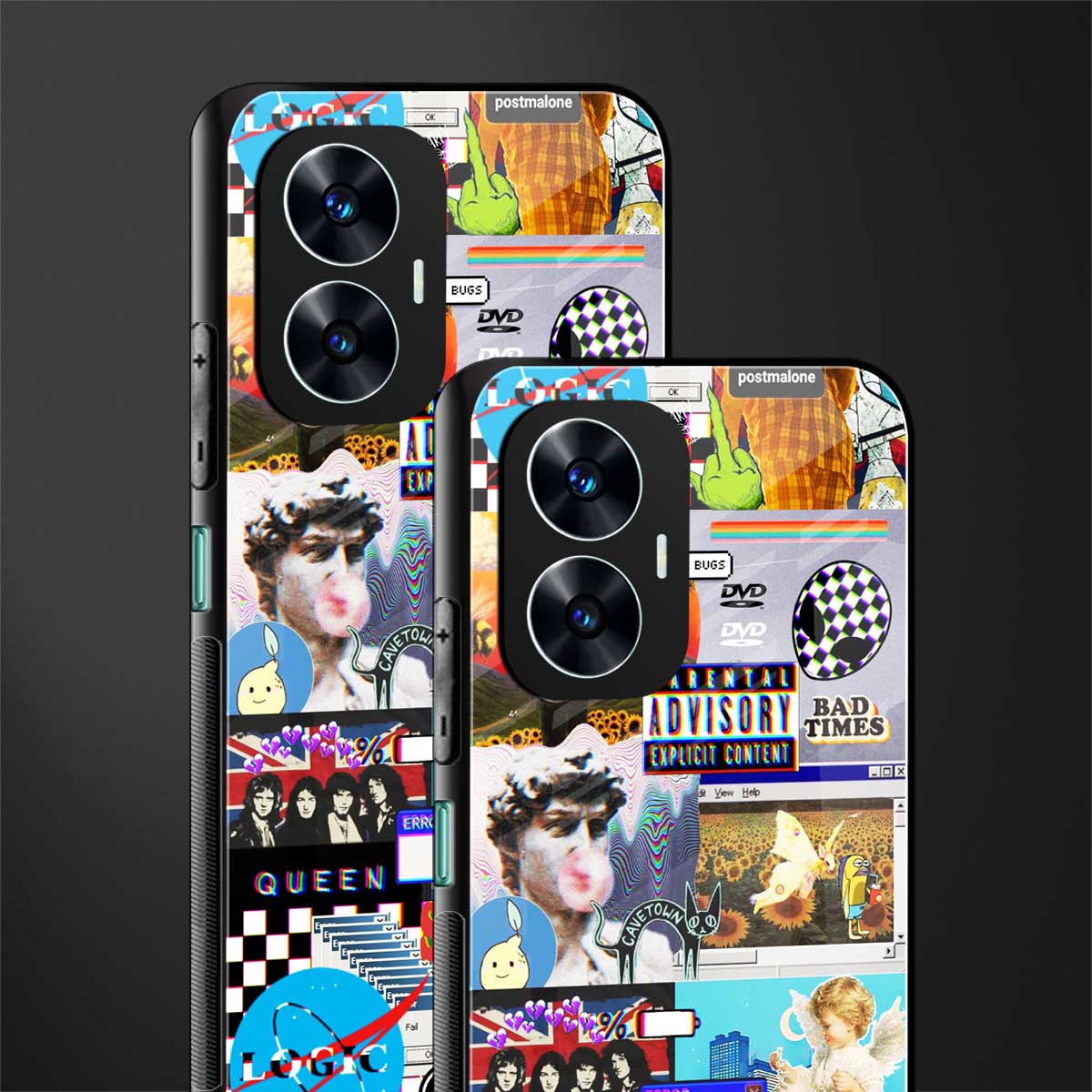 y2k collage aesthetic back phone cover | glass case for realme c55