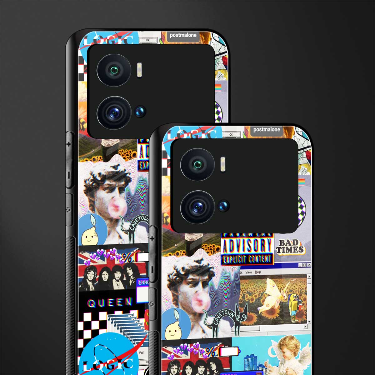 y2k collage aesthetic back phone cover | glass case for iQOO 9 Pro