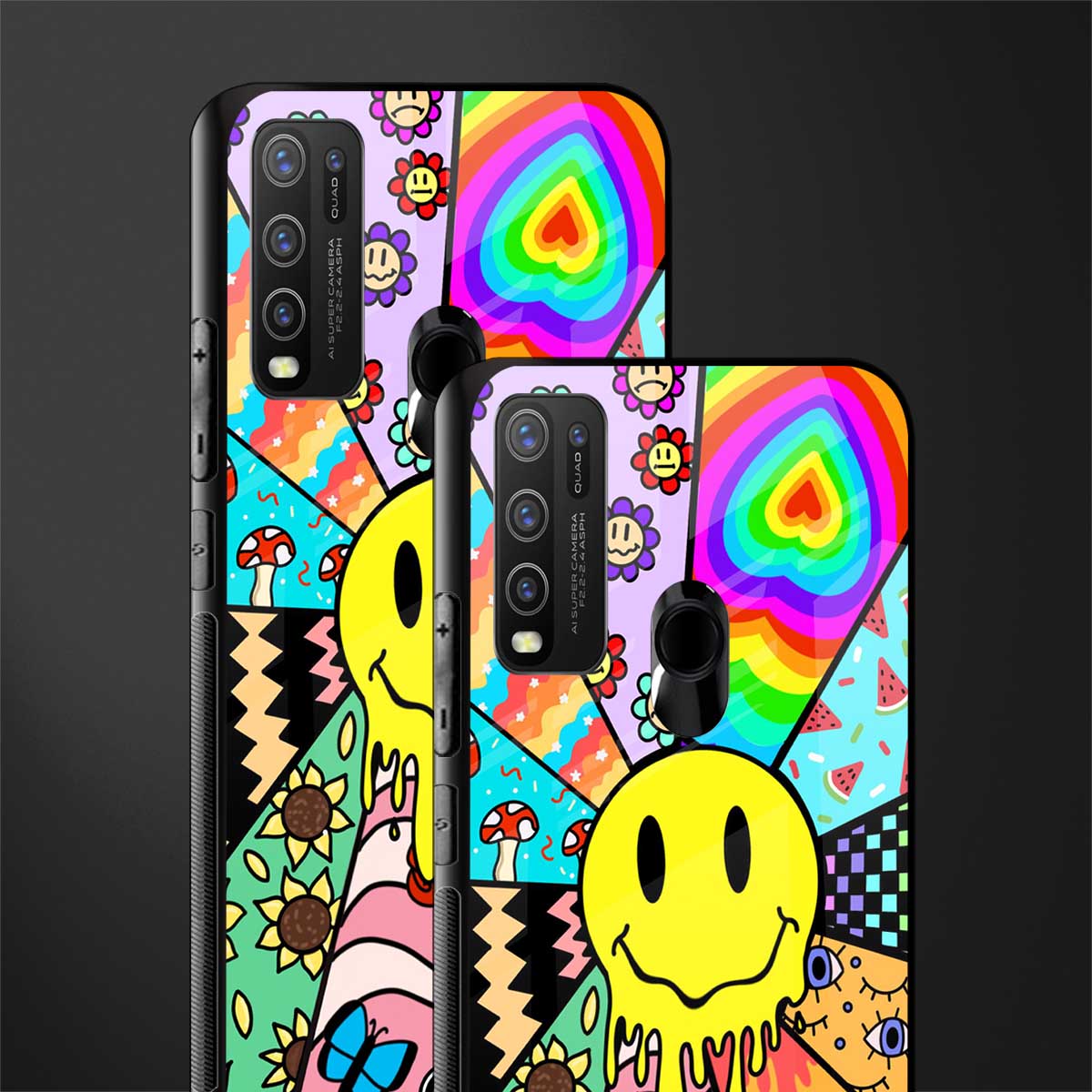 y2k doodle glass case for vivo y50 image-2
