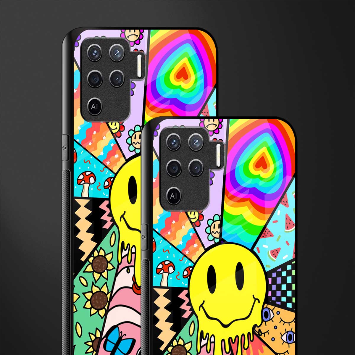 y2k doodle glass case for oppo f19 pro image-2