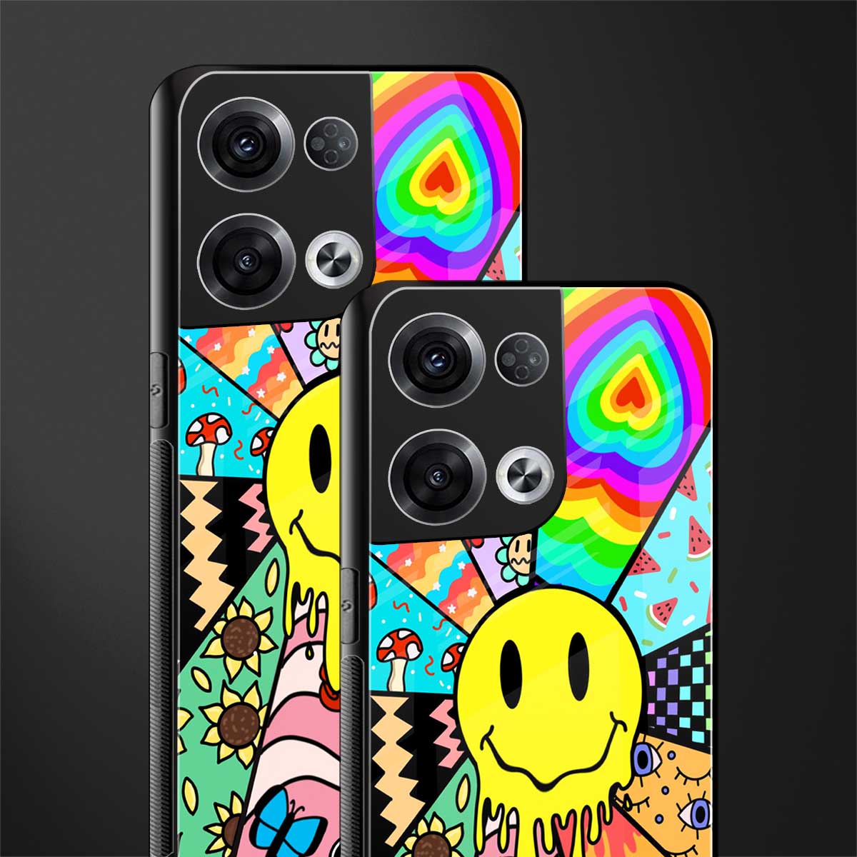 y2k doodle back phone cover | glass case for oppo reno 8 pro