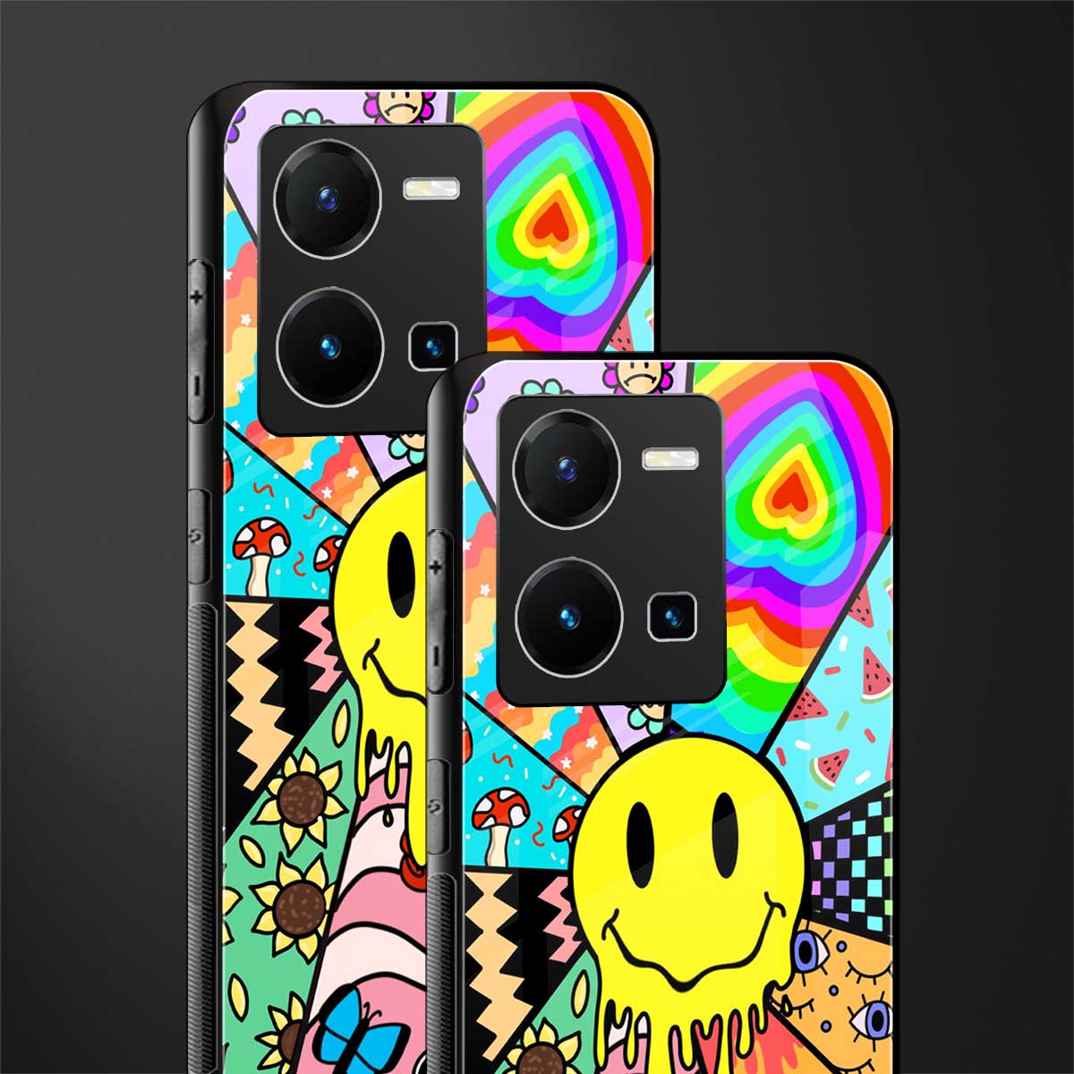 y2k doodle back phone cover | glass case for vivo y35 4g