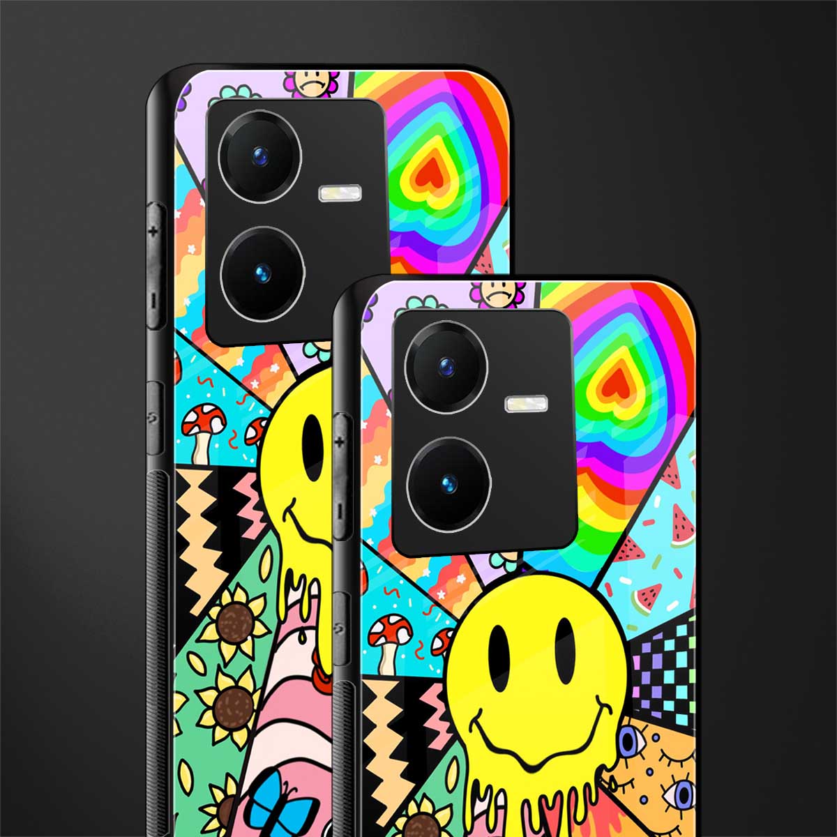 y2k doodle back phone cover | glass case for vivo y22