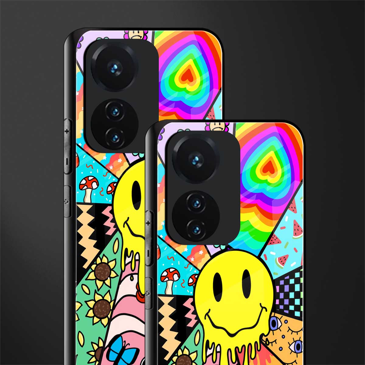 y2k doodle back phone cover | glass case for vivo t1 44w 4g