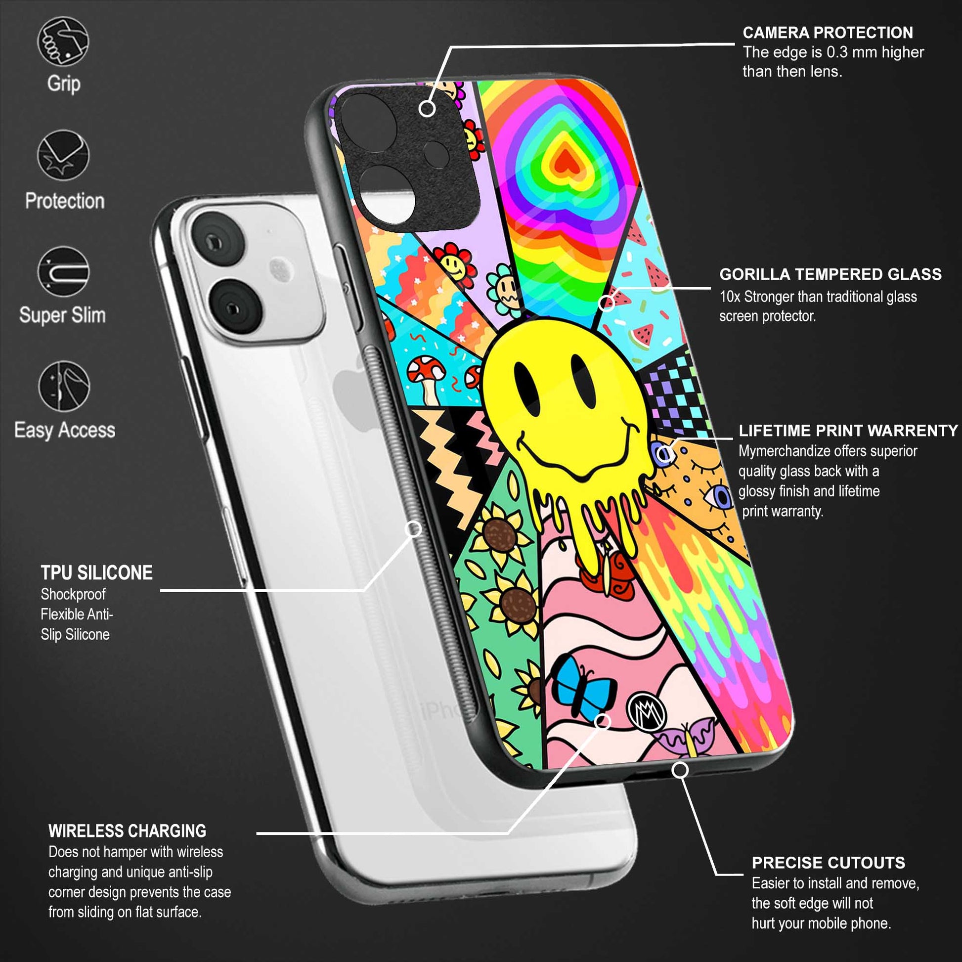 y2k doodle back phone cover | glass case for realme 11 pro 5g